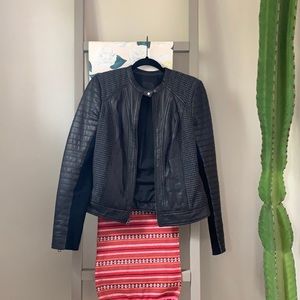 Houndstooth leather jacket